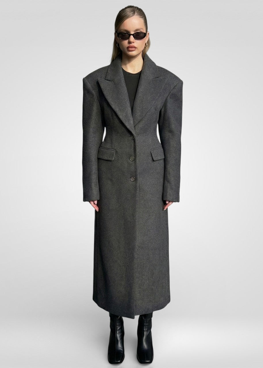 Wool-Blend Overcoat with Lapel Collar