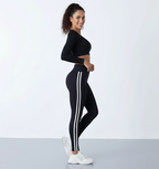 High-Waist Cropped Striped Leggings