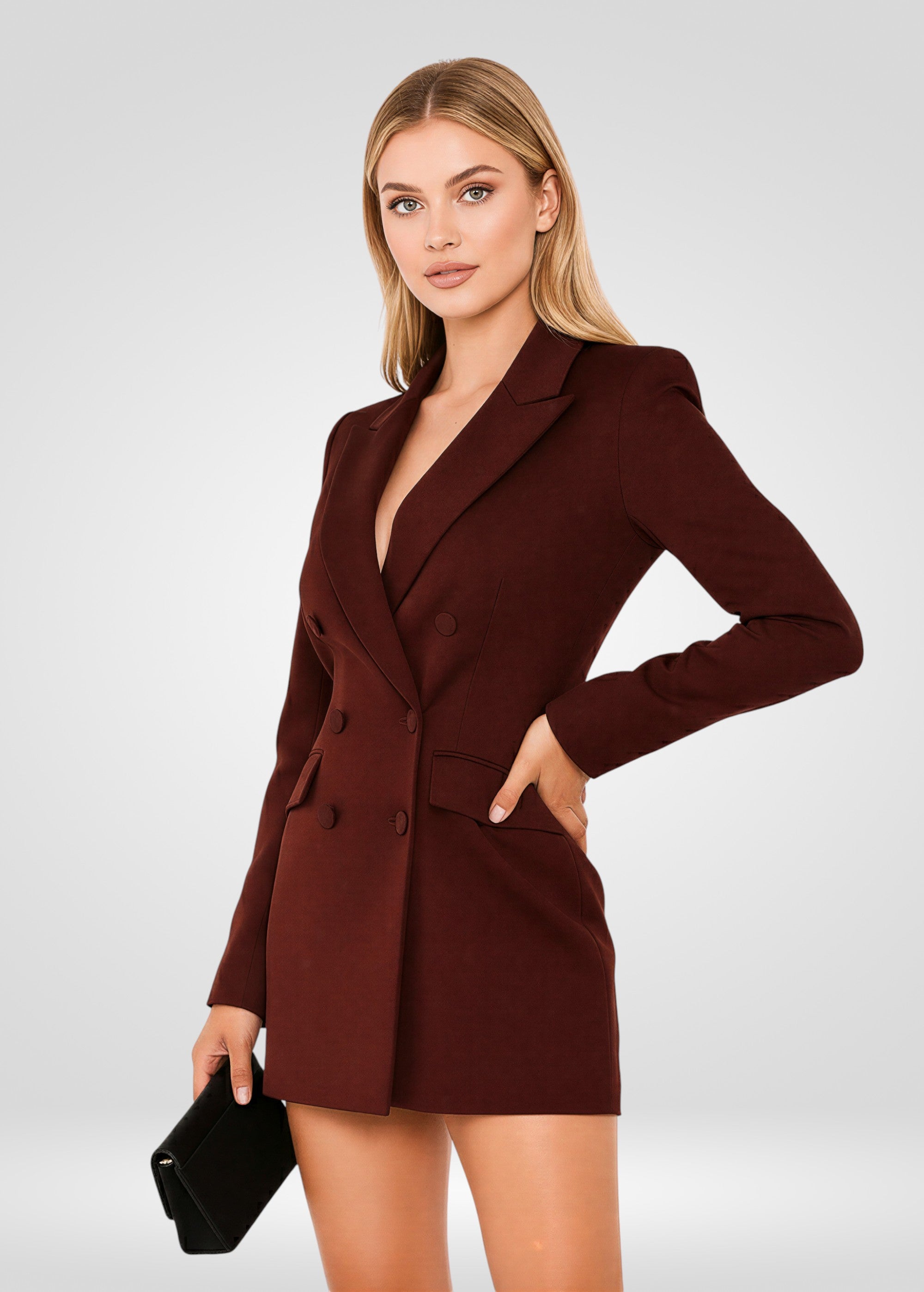 Women's Sequin Blazer -Burgundy