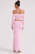 Deema Two Piece Set Top & Maxi Skirt - Pink