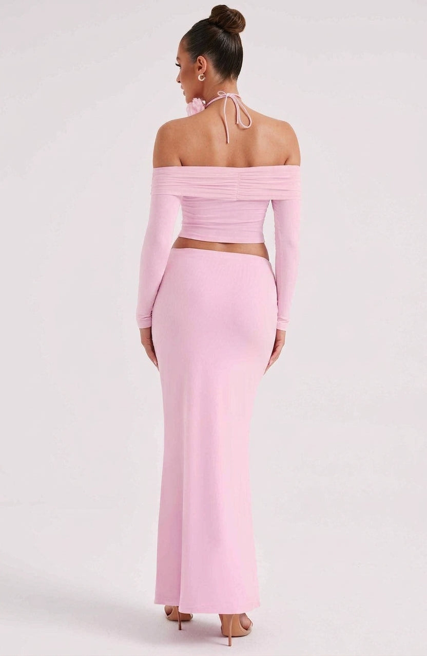 Deema Two Piece Set Top & Maxi Skirt - Pink