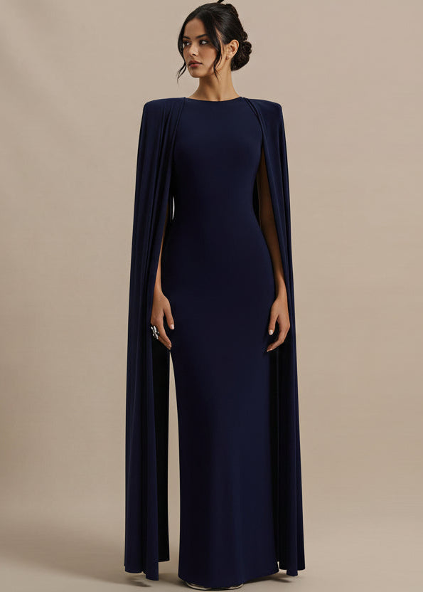 Elegant Cape Sleeve Bodycon Maxi Dress