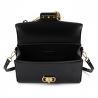 Croc-Embossed Luxe Bag with Golden Panther Handle