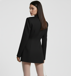 Deep V-Neck Double-Breasted Mini Blazer Dress
