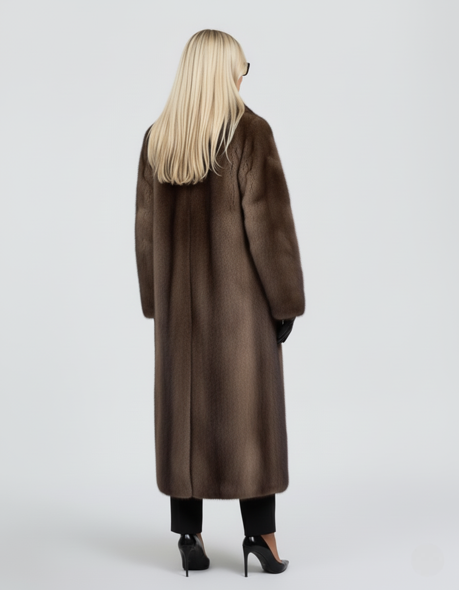 Dark Brown Vegan Fur Overcoat