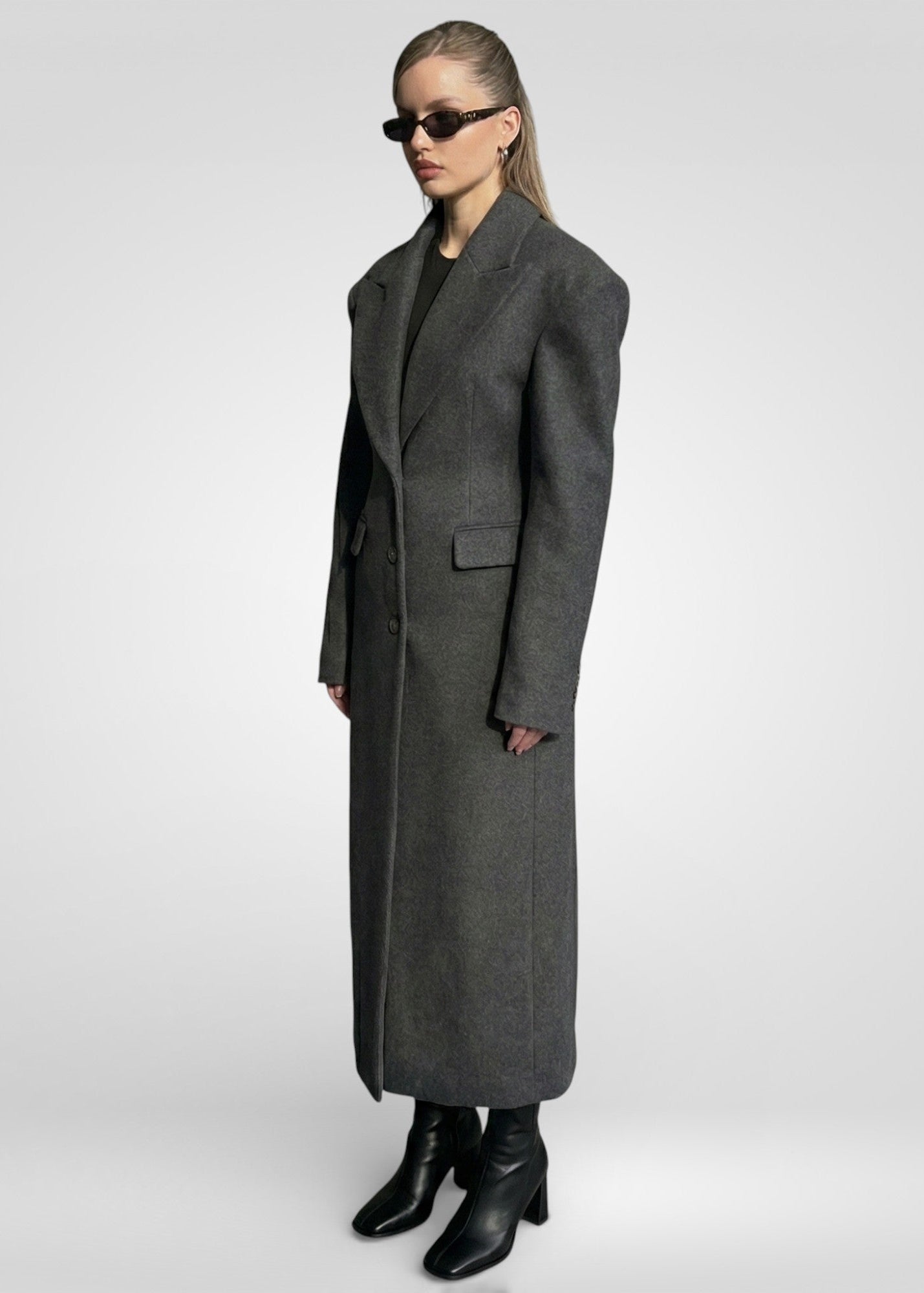 Wool-Blend Overcoat with Lapel Collar