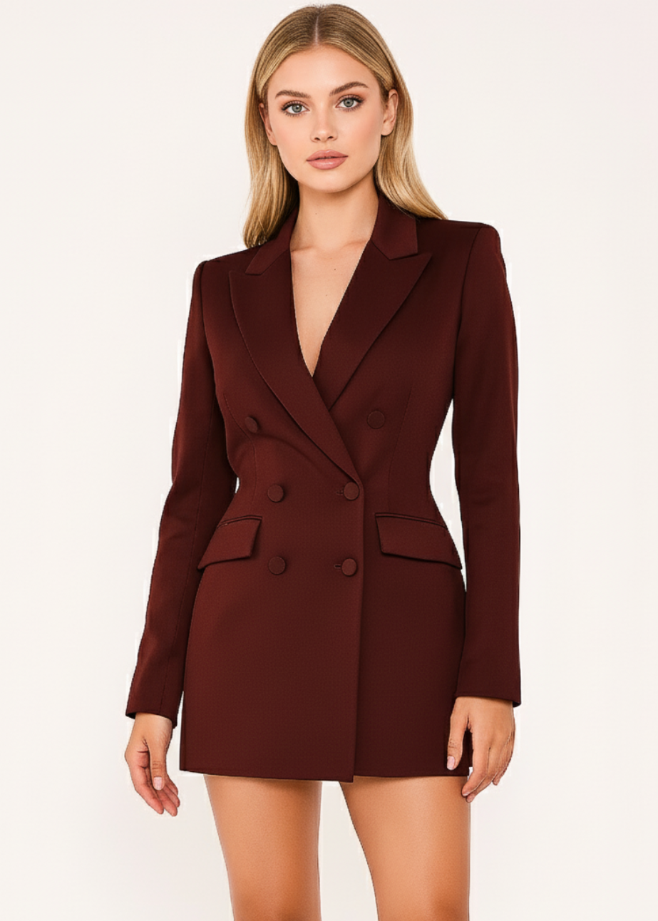 Women's Sequin Blazer -Burgundy