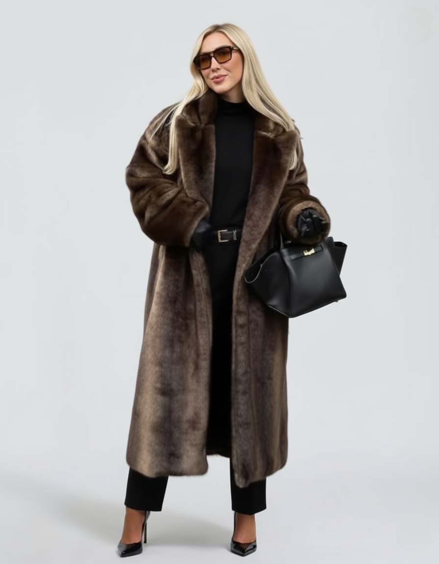 Dark Brown Vegan Fur Overcoat