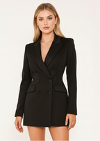 Women's Gold Sequin Blazer -Black