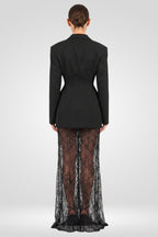 Double-Breasted Blazer & Sheer Skirt Set