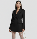 Deep V-Neck Double-Breasted Mini Blazer Dress