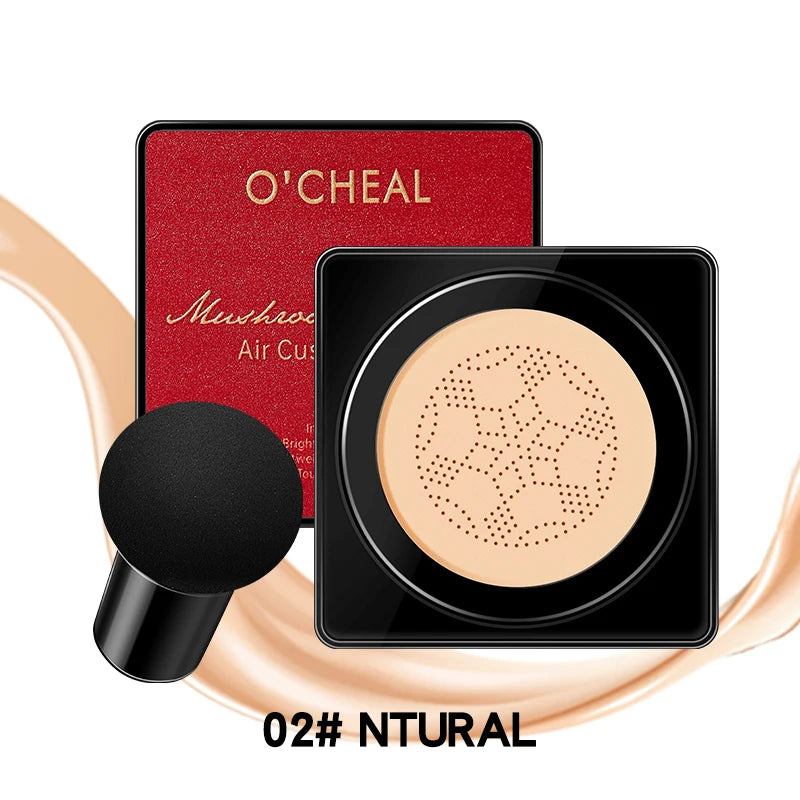 OCHEAL Mushroom Head BB Cream – Concealer Cushion Foundation with Puff | Waterproof, Brightening & Long-Lasting | 20g