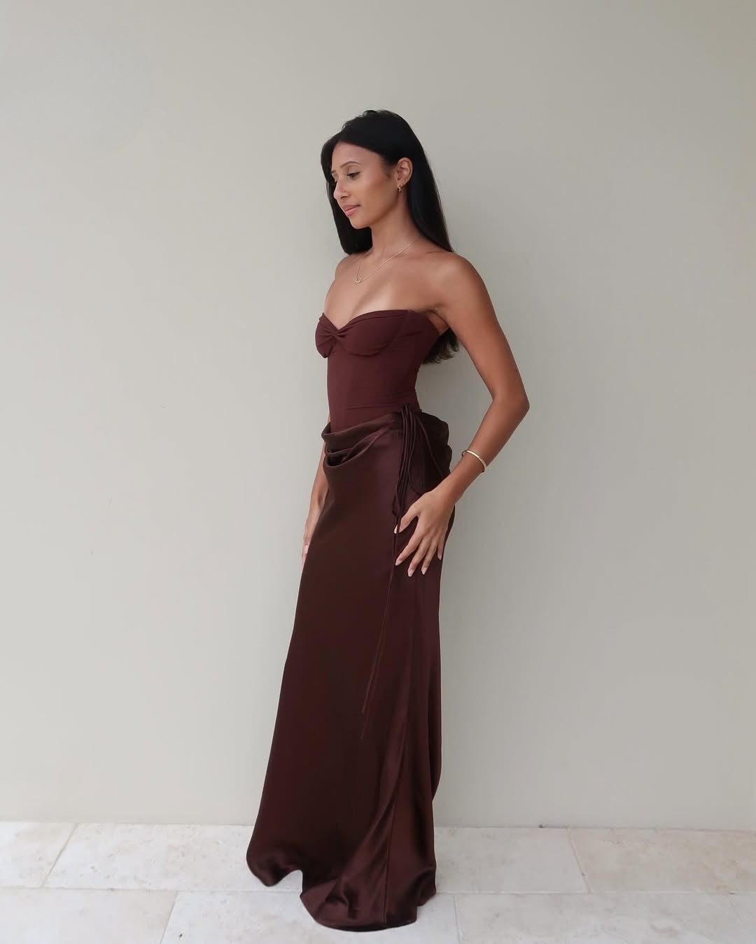 Natalie Rolt Maxi Dress - Brown