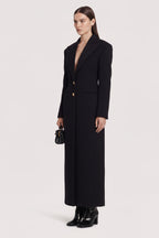 Victoria Structured Gold-Button Maxi Coat