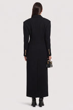 Victoria Structured Gold-Button Maxi Coat