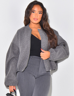 Women’s Spring Pilot Jacket – Multicolor Casual O-Neck Zipper Coat with Long Sleeves