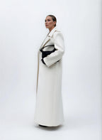 Double-Breasted Belted Long Overcoat