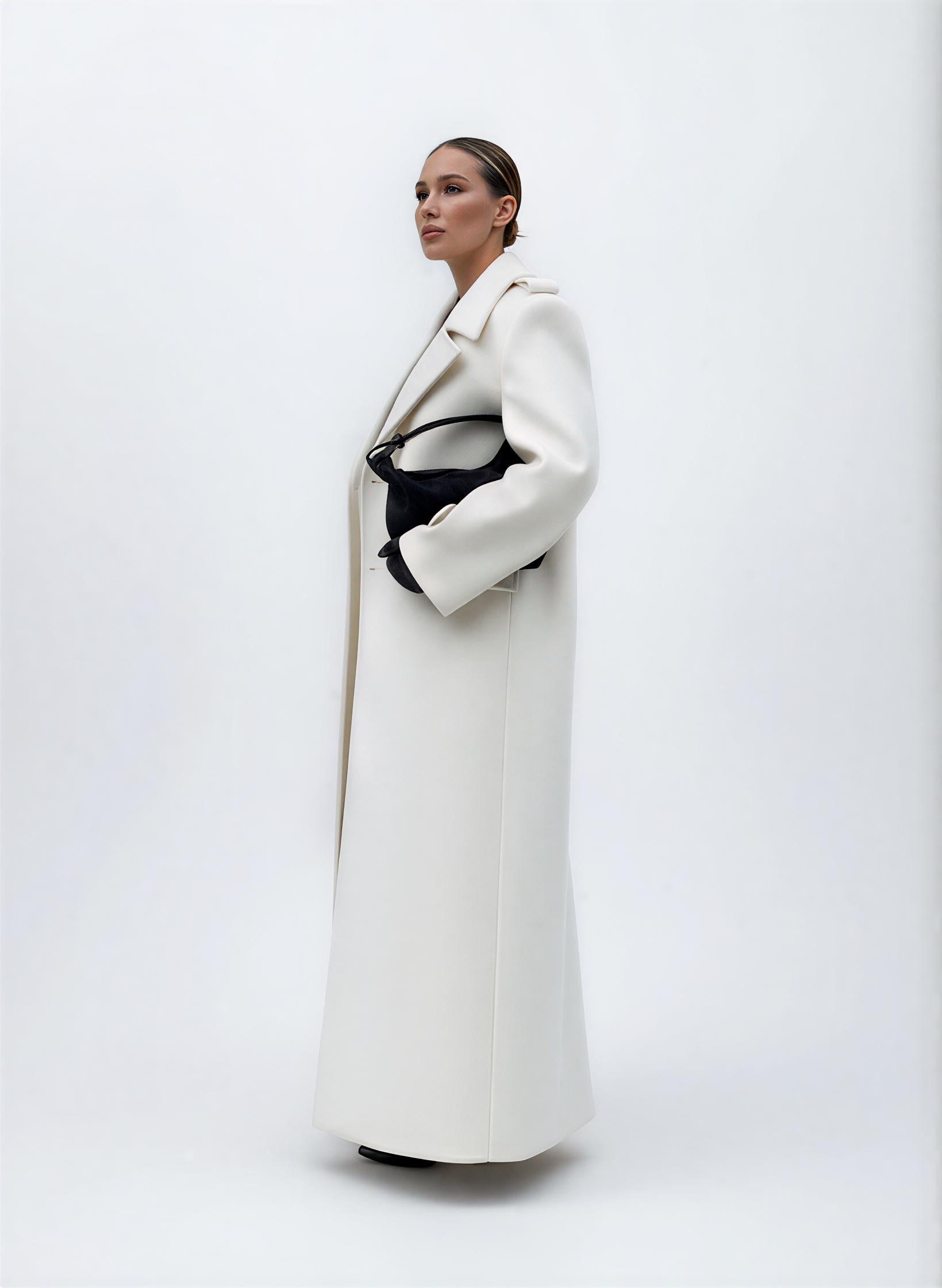 Double-Breasted Belted Long Overcoat