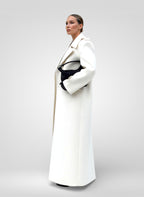 Double-Breasted Belted Long Overcoat