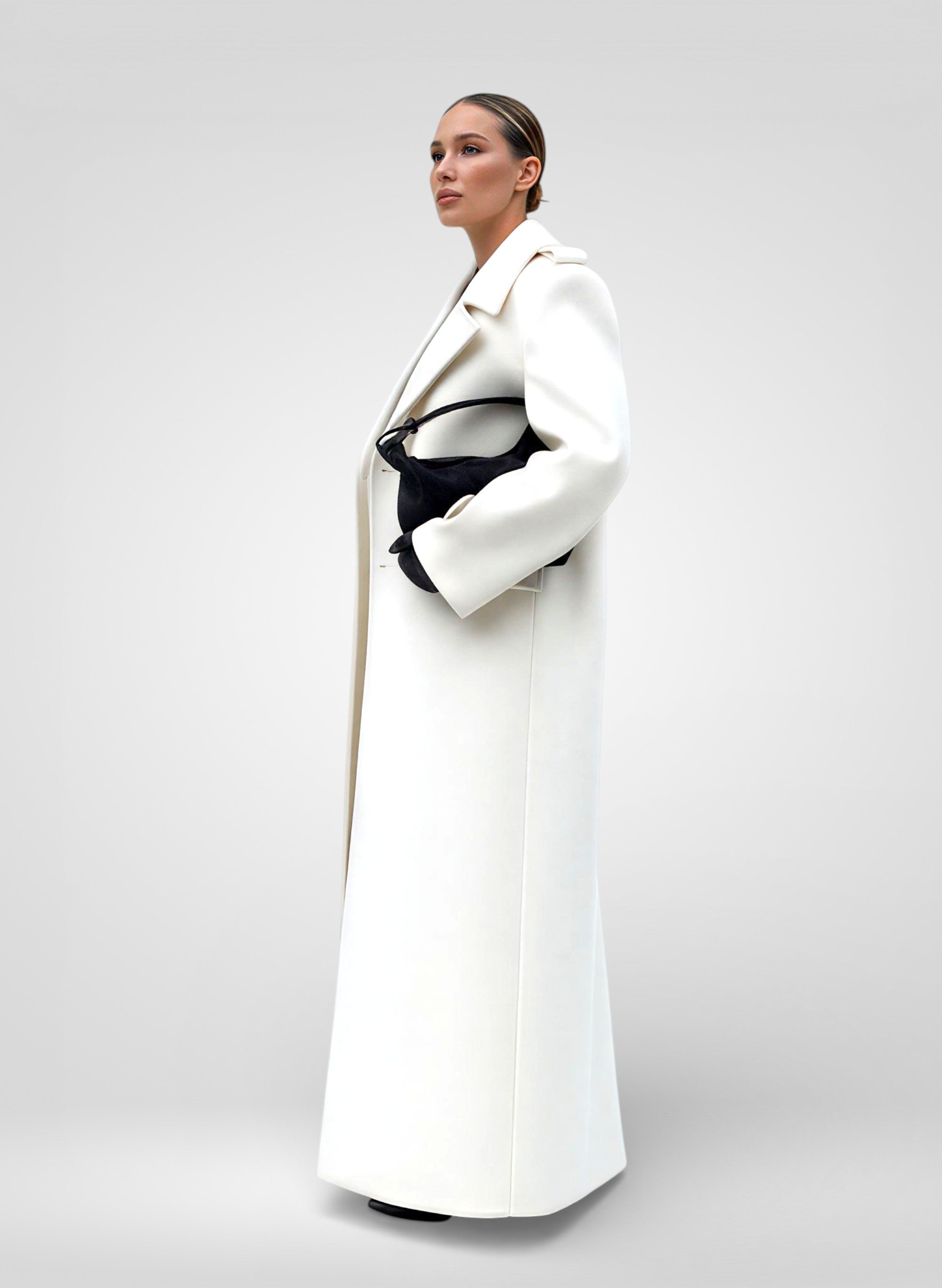 Double-Breasted Belted Long Overcoat