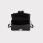 Croc-Embossed Luxe Bag with Golden Panther Handle
