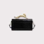 Croc-Embossed Luxe Bag with Golden Panther Handle
