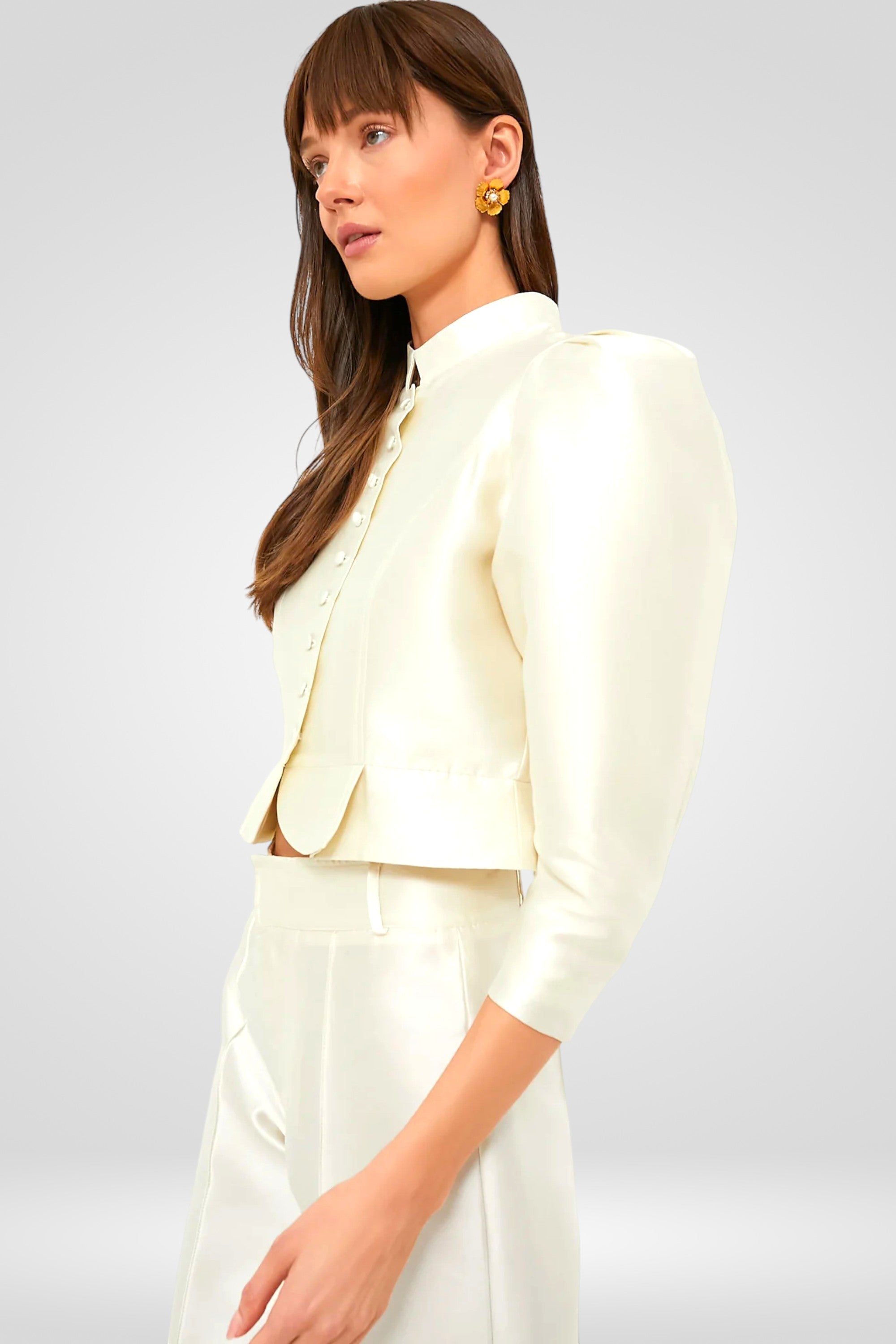 Structured Satin Peplum Blouse