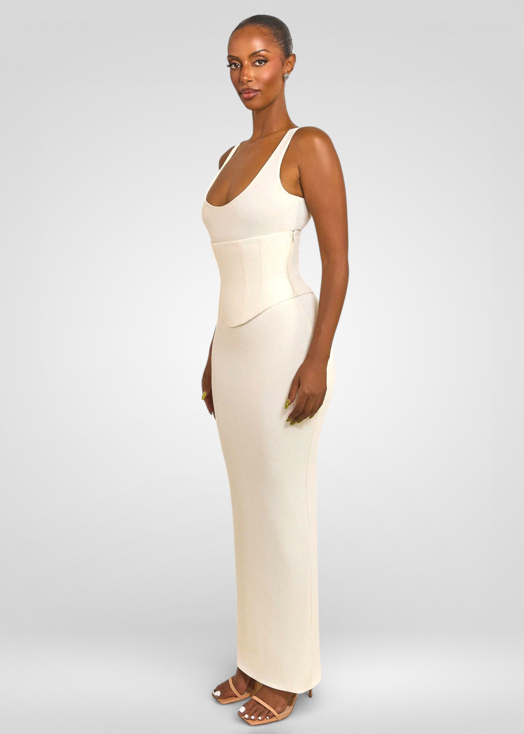 Elegant Square Neck Corset Maxi Dress