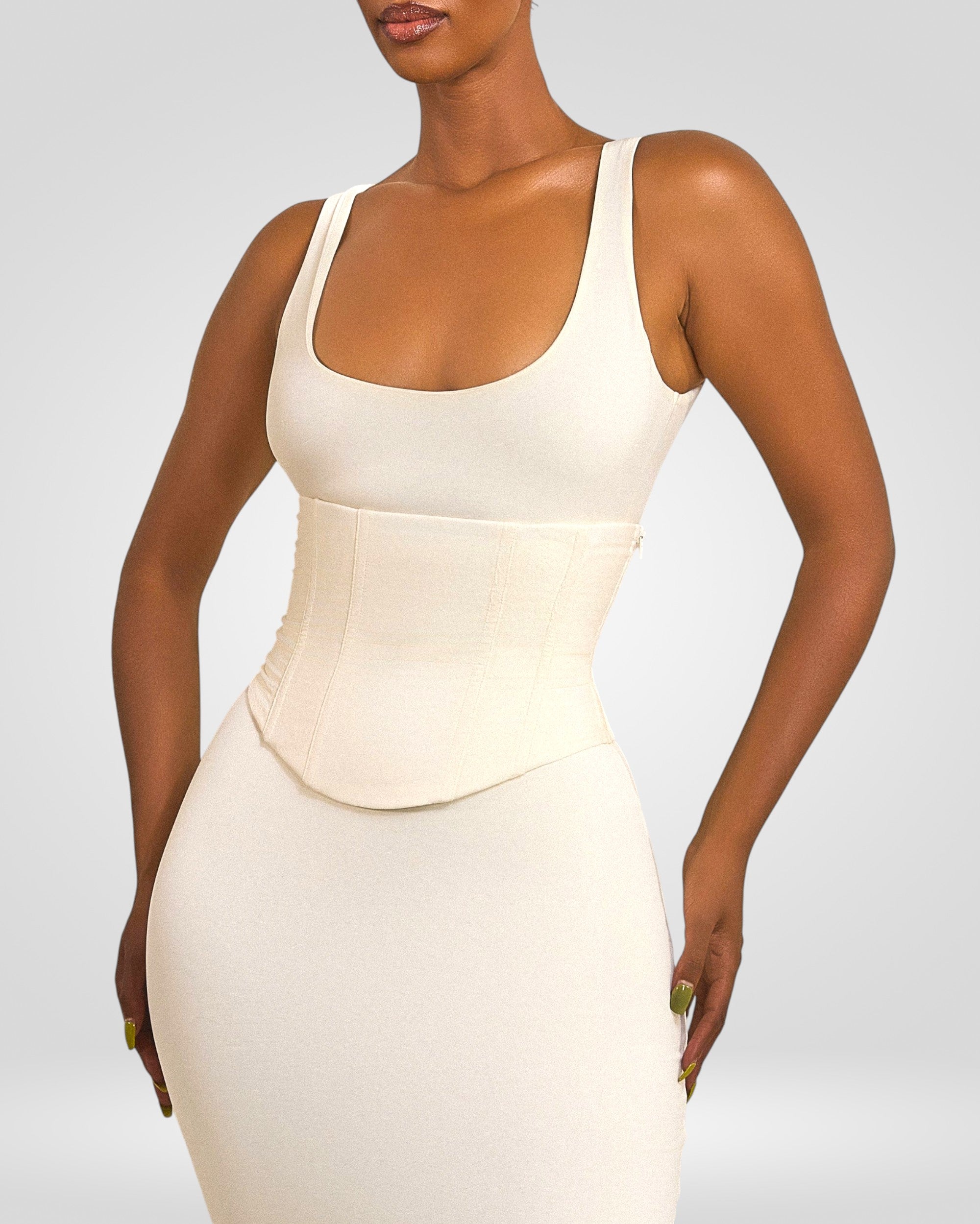 Elegant Square Neck Corset Maxi Dress