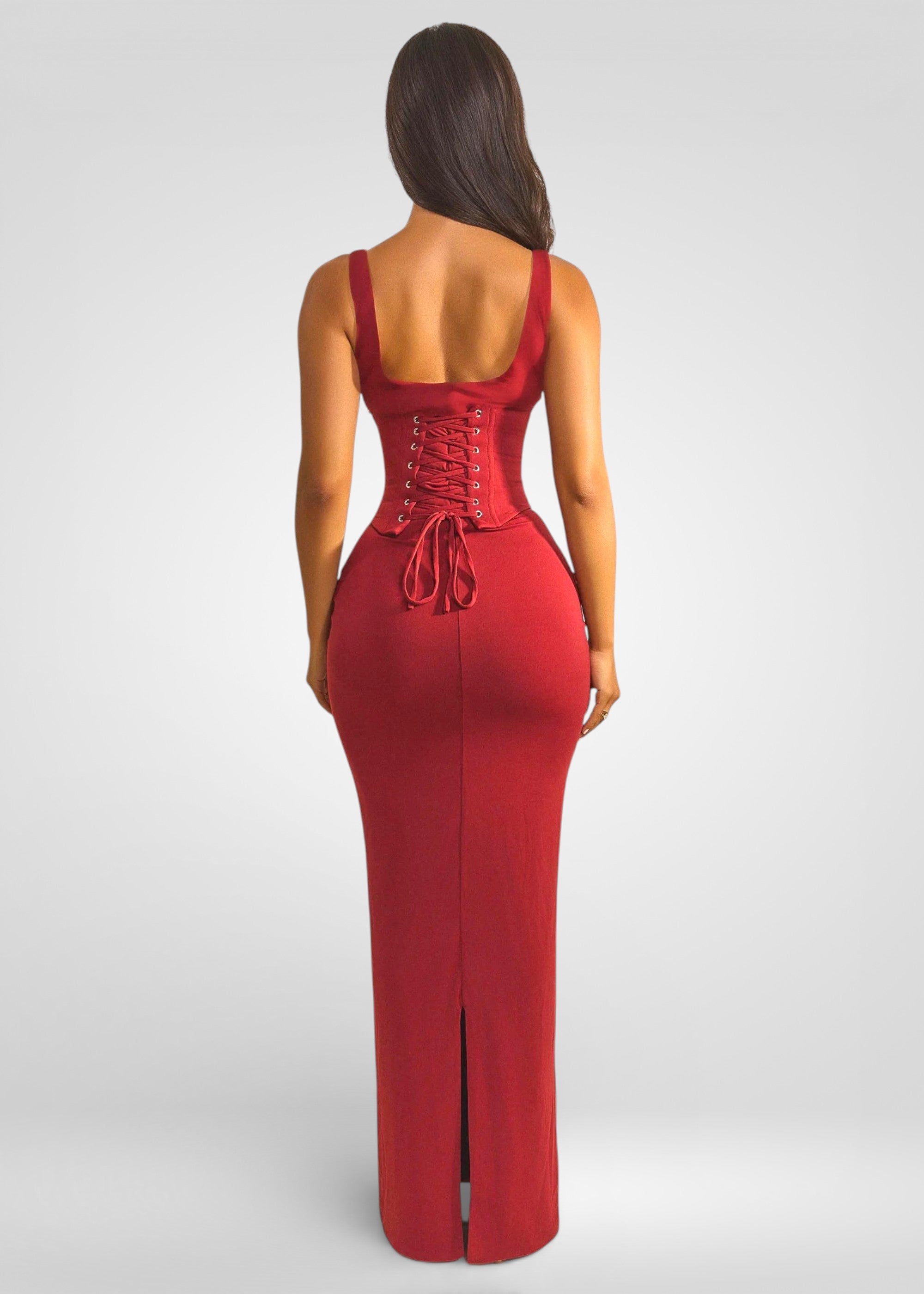 Elegant Square Neck Corset Maxi Dress