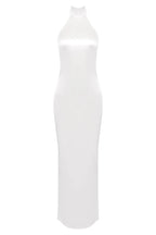 White halter neck dress on a white background