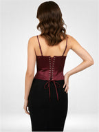 Satin-Korsett-Top mit tiefem V-Ausschnitt 