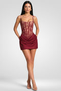 Cornelia Minikleid - burgunderrote Spitze