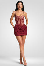 Cornelia Minikleid - burgunderrote Spitze