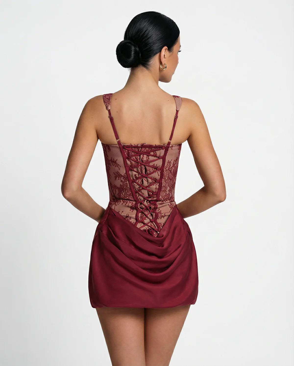 Cornelia Minikleid - burgunderrote Spitze