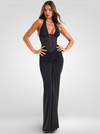Halter V-Neck Backless Maxi Dress