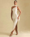 Elegant One-Shoulder Satin Maxi Dress