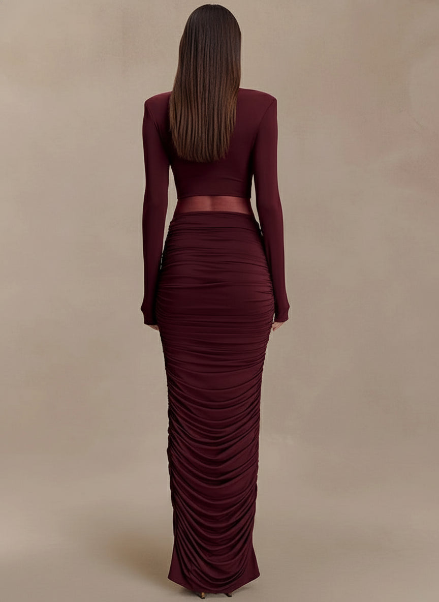 Elegant Deep V-Neck Mesh Maxi Dress