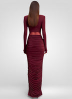 Elegantes Maxikleid aus Mesh mit tiefem V-Ausschnitt