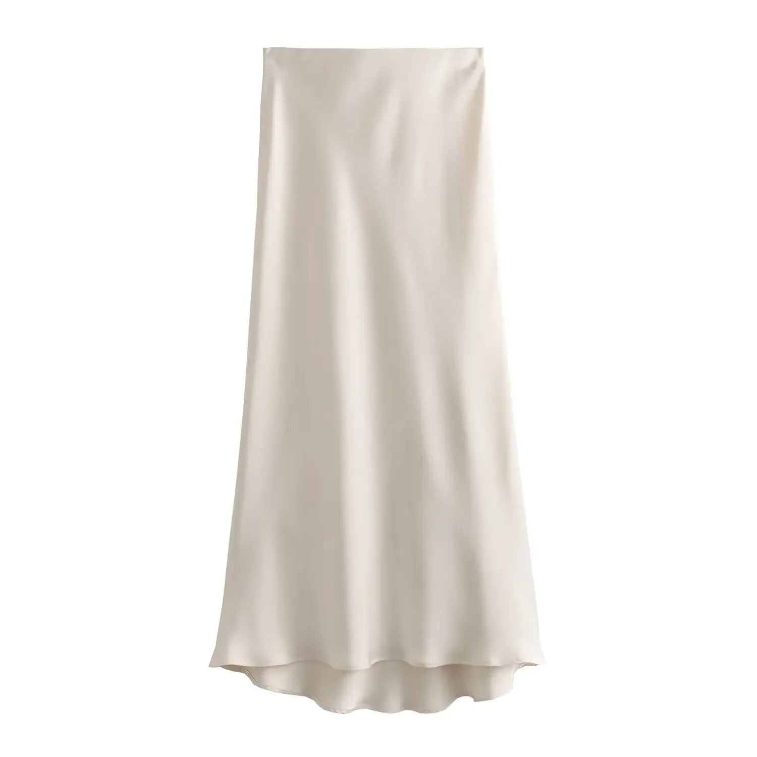 Elegant Satin High Waist Midi Skirt – Office Chic Summer Style for Women