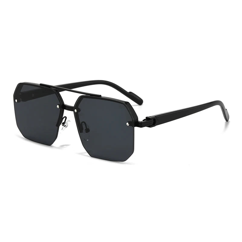 Oversized Retro Square Sunglasses – Double Bridge UV400 Gradient Shades
