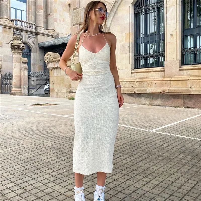 Backless Knit Maxi Dress – Y2K Elegance for Summer Nights