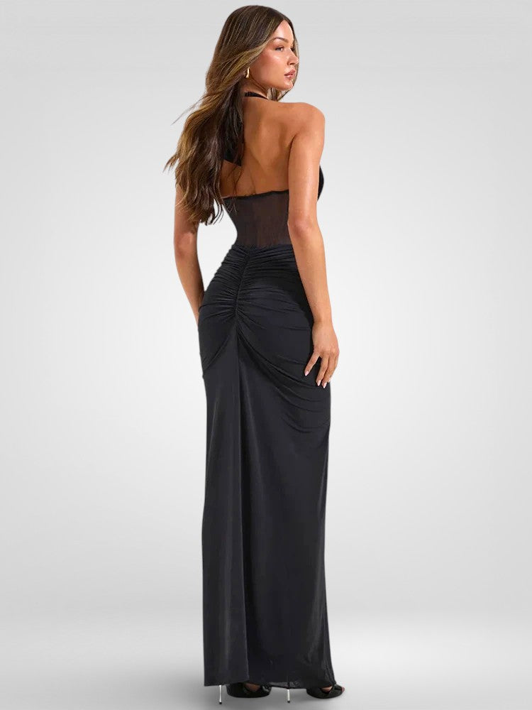 Halter V-Neck Backless Maxi Dress
