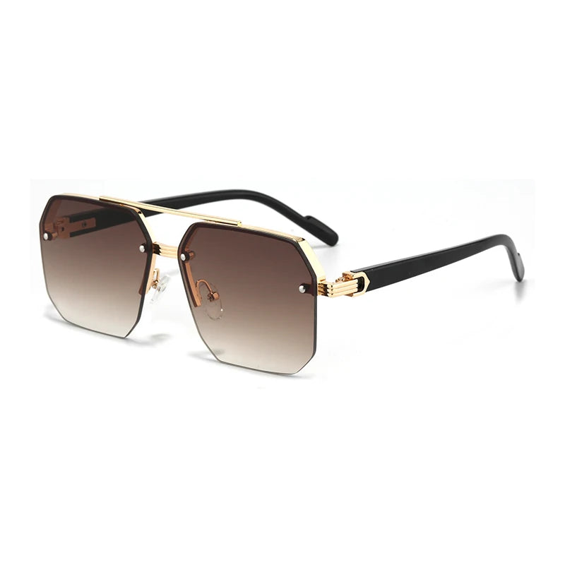 Oversized Retro Square Sunglasses – Double Bridge UV400 Gradient Shades