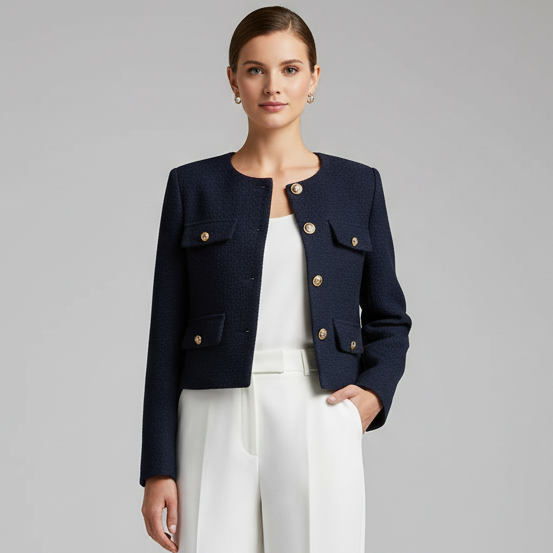 Chaqueta corta elegante para mujer: abrigo corto de manga larga