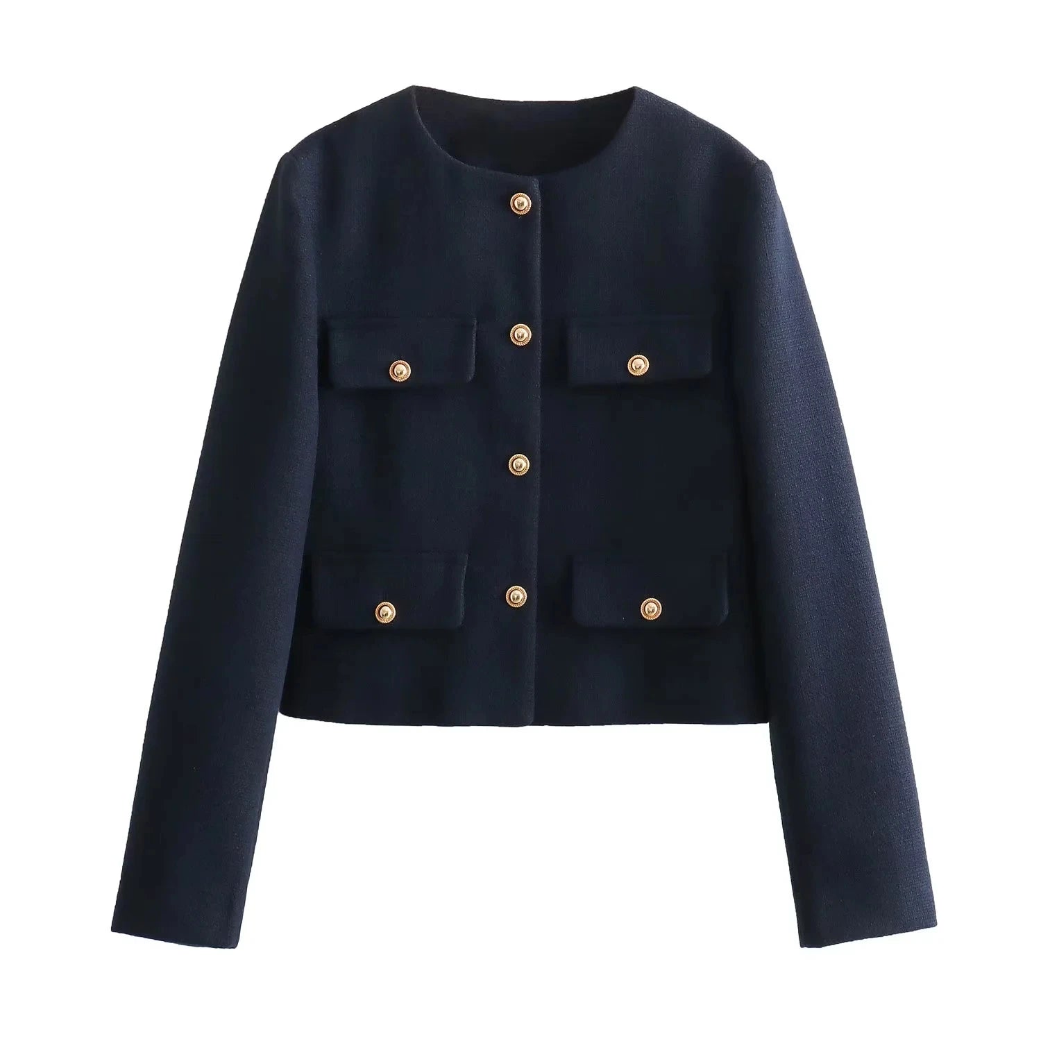 Women's Elegant Cropped Jacket – Long Sleeve Short Coat