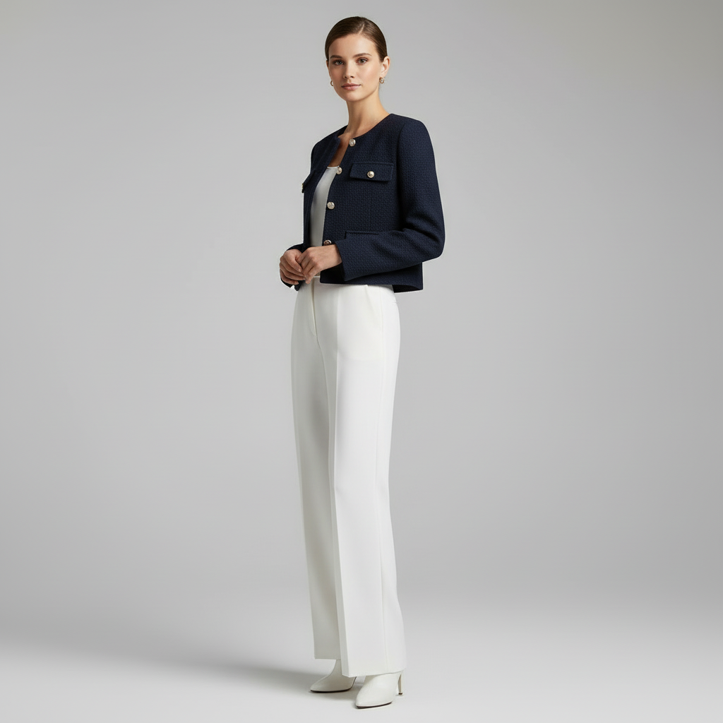 Chaqueta corta elegante para mujer: abrigo corto de manga larga