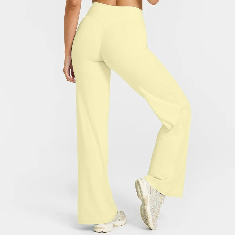 Pantalon de yoga ultra doux à jambe droite – Pantalon de sport taille mi-haute effet seconde peau pour femme