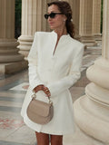 Half High Collar Long Sleeve Mini Blazer Dress - Sexy Slim Fit Bodycon Outfit