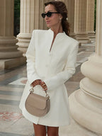 Half High Collar Long Sleeve Mini Blazer Dress - Sexy Slim Fit Bodycon Outfit